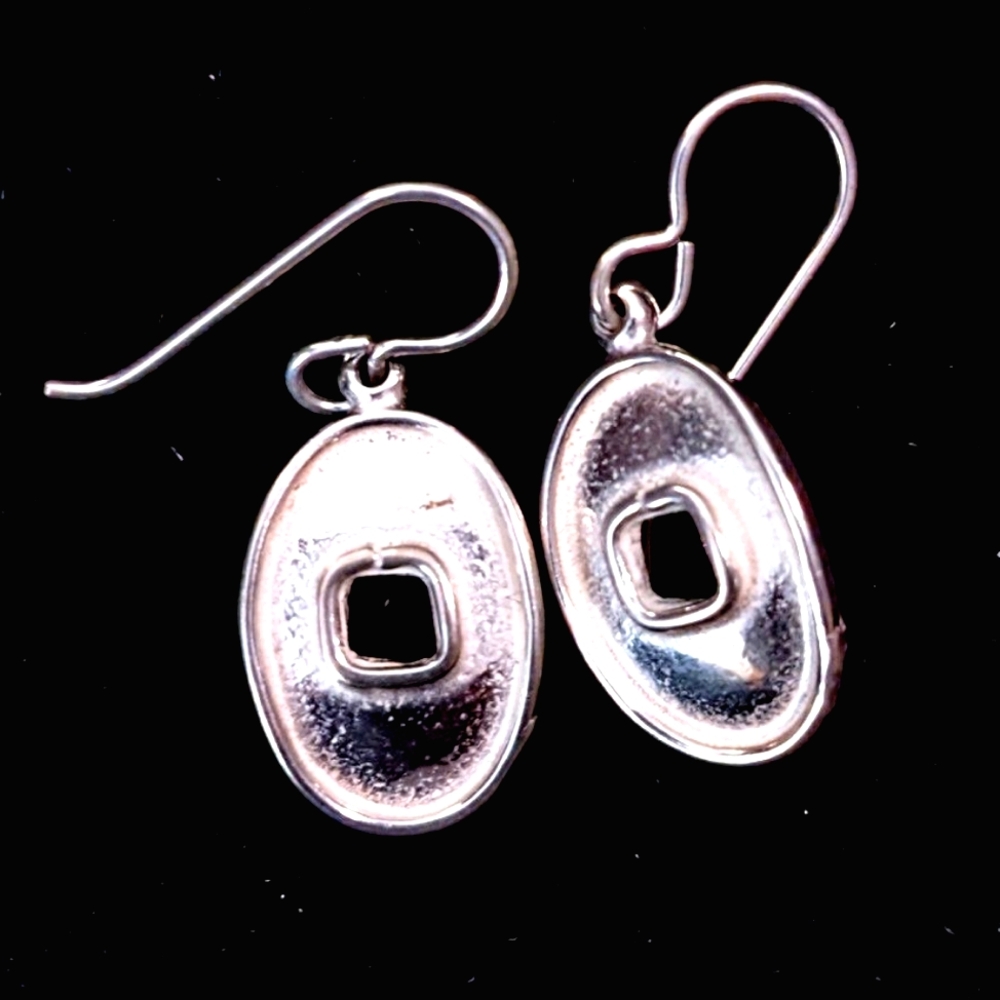 Roggio Handcrafted Sterling Silver Oval & Square Cutout Earrings — Dangle Style
